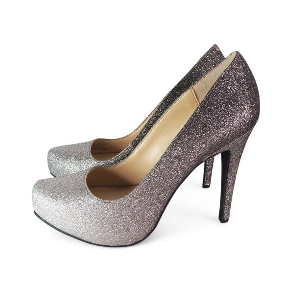 Jessica Simpson Parisah 5" Platform Pump Silver Glitter Ombre Women's 8M - Picture 2 of 11
